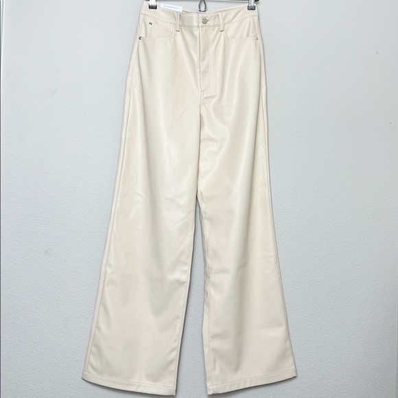 NWT WeWoreWhat Vegan Leather Ivory Pants - Picture 6 of 10